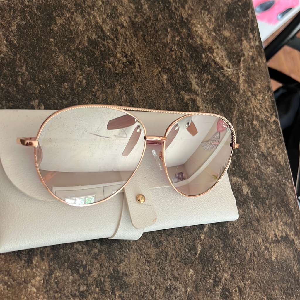 Guess Rosegold Mirrored Aviator Sunglasses